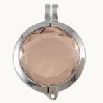 Acrylic Zinc Alloy Pendant, Flat round, platinum color Approx 