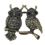 Animal Zinc Alloy Connector, owl shape, antique green color, 34.5x34x9.5mm, Hole:Approx 6MM, Sold by PC