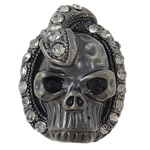 Rhinestone Zinc Alloy Beads, Skull shape, plumbum black color Approx 2.5MM 