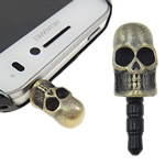 Earphone Dustproof Plug Stopper, skull shape, with zinc alloy & plastic 