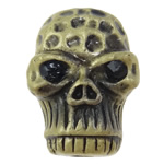 Rhinestone Zinc Alloy Beads, skull shape, antique bronze color, hollow, 19x13.5x8.5mm, Hole:Approx 2.5MM, Sold by PC