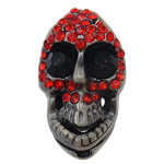 Rhinestone Zinc Alloy Beads, Skull shape, more colors for choice, 27x16x12mm, Hole:Approx 2MM, Sold by PC