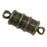 Brass Magnetic Clasp, Tube, 1/1 loop, antique bronze color, 16x6mm, Hole:Approx 2MM, Sold by PC