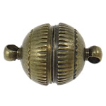Brass Magnetic Clasp, Bead, 1/1 loop, antique bronze color, more sizes for choice, Hole:Approx 1.8MM, Sold by PC