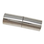 Brass Magnetic Clasp, Tube, half-drilled, platinum color 