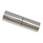 Brass Magnetic Clasp, Tube, half-drilled, platinum color, 22.5x7mm, Sold by PC