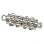 Brass Magnetic Clasp, Tube, 1/1 loop, platinum color, 15.5x5mm, Hole:Approx 1.5MM, Sold by PC