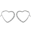Stainless Steel Hoop Earring, Heart, with rhinestone, original color 