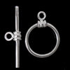 Sterling Silver Toggle Clasp, 925 Sterling Silver, Donut, plated, single-strand 13mm Approx 2mm 