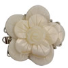 Fermoir cliquet coquillage, coquille blanche, avec laiton, fleur, 3 brins Environ 1.5mm, Vendu par PC