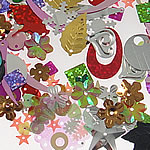 Kunststoff Pailletten, gemischte Farben, 5-42mm, Bohrung:ca. 0.5-5mm, verkauft von kg