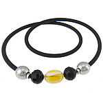 Silicone Necklace, with Crystal & Resin & Stainless Steel, faceted 12mm, 4mm Approx 19 Inch 