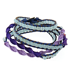 Wrap Bracelets, Leather, with Blue Agate, brass clasp, woven , 4.5mm, 8mm Approx 33.8-34.8 Inch 