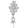 Sterling Silver Peg Bail, 925 Sterling Silver, Flower, plated, with cubic zirconia Approx 
