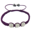 Rhinestone Woven Ball Bracelets, with Nylon Cord & Hematite Approx 6.5-11 Inch 