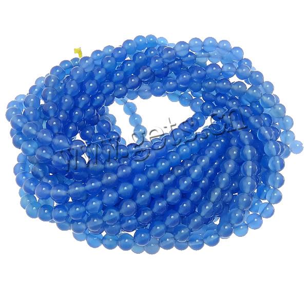 Perle Agate bleue naturelle, Rond, multiple tailles pour le choix, Niveau AA, Trou:Environ 1-1.2mm, Longueur:Environ 15.5 pouce, Vendu par brin