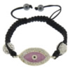Connecteur de bracelet de Woven Ball, alliage de zinc, avec Strass perle de Pave d'argile & corde en nylon & Hématite, émail & avec strass, plus de couleurs à choisir Environ 6.5-11 pouce, Vendu par brin