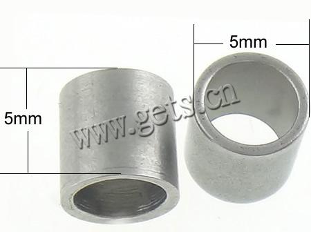 Stainless Steel Tube Beads, original color, 5x5mm, Hole:Approx 4mm, Sold By PC