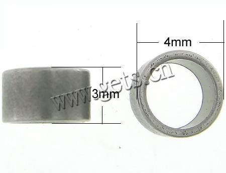 Abalorio separador tubo de acero inoxidable, color original, 4x3mm, agujero:aproximado 4mm, Vendido por UD