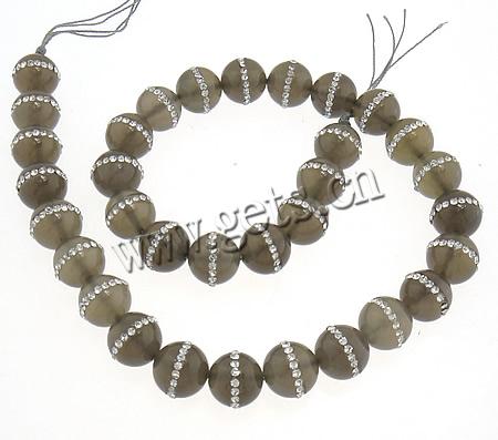 Rhinestone Agate Beads, Grey Agate, Round, more sizes for choice, Hole:Approx 0.8-1.2mm, Length:Approx 15.5 Inch, Sold By Strand