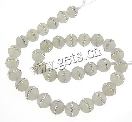 Perles de Agate en Strass, agate blanche, Rond, Personnalisé & multiple tailles pour le choix, Trou:Environ 0.8-1.2mm, Longueur:Environ 15.5 pouce, Vendu par brin