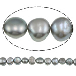 Perles nacres baroques de culture d'eau douce , perle d'eau douce cultivée, naturel, gris, grade A, 9-10mm Environ 0.8mm pouce, Vendu par brin