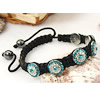 Rhinestone Woven Ball Bracelets, Nylon Cord, with Hematite & Zinc Alloy, platinum color plated, adjustable & with rhinestone, 11mm, 8mm Approx 9.5 Inch 