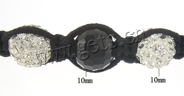 Bracelets en cristal de Woven Ball, avec Cordon de cire & Strass perle de Pave d'argile & Hématite, fait à la main, plus de couleurs à choisir, 10mm, 8mm, Longueur:Environ 12 pouce, Vendu par brin