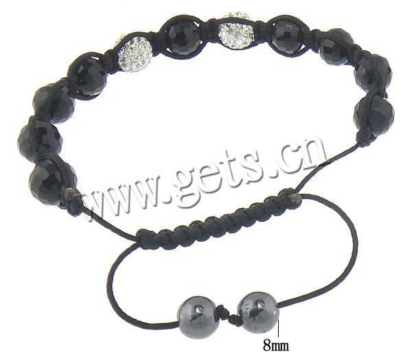 Crystal Woven Ball Bracelets, with Wax Cord & Rhinestone Clay Pave Bead & Hematite, handmade, more colors for choice, 10mm, 8mm, Length:Approx 12 Inch, Sold By Strand
