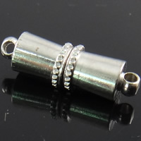 Brass Magnetic Clasp, Tube, single-strand, platinum color, 15.5x5mm, Hole:Approx 2MM, Sold by PC