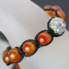 Red Agate Woven Ball Bracelets, with Nylon Cord & Zinc Alloy, 13mm, 10mm, 8mm Approx 6 Inch 