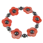 Plastic Beads Magnetic Bracelets, Magnetic Hematite, with Copper Coated Plastic, Flower 8mm Inch 