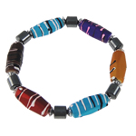 Plastic Beads Magnetic Bracelets, Magnetic Hematite, with Polymer Clay & Copper Coated Plastic Inch 