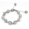 bracelet woven ball de perles en verre , avec corde en nylon, Placage de couleur platine, réglable & facettes, 13mm Environ 6.3 pouce, Vendu par brin