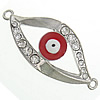 Rhinestone Zinc Alloy Connector, Horse Eye, plated, enamel & with rhinestone & 1/1 loop Approx 3mm 