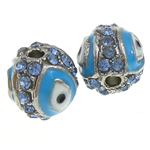 Zinc Alloy Evil Eye Beads, Rhinestone, Round, plated, evil eye pattern & Customized & enamel 8mm Approx 1.5mm 