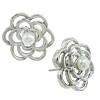 Stainless Steel Pearl Stud Earring, with Freshwater Pearl, Flower, original color, 18.5mm 