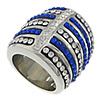 Rhinestone Stainless Steel Finger Ring, with Rhinestone Clay Pave, 25.5mm, 17mm, US Ring .5 