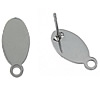 Stainless Steel Earring Stud Component, Flat Oval, with loop, original color 0.8mm Approx 1mm 