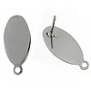 Stainless Steel Earring Stud Component, Flat Oval, with loop, original color 0.8mm Approx 1mm 