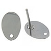 Stainless Steel Earring Stud Component, Flat Oval, original color 0.8mm Approx 1mm 