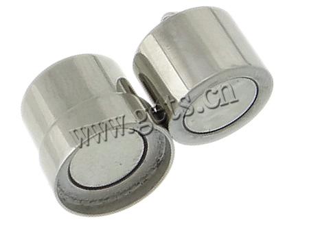 Runder Edelstahl Magnetverschluss, Rohr, plattiert, Kundenindividuell & Einzelstrang, keine, 10.8x16mm, Bohrung:ca. 2.5mm, verkauft von PC