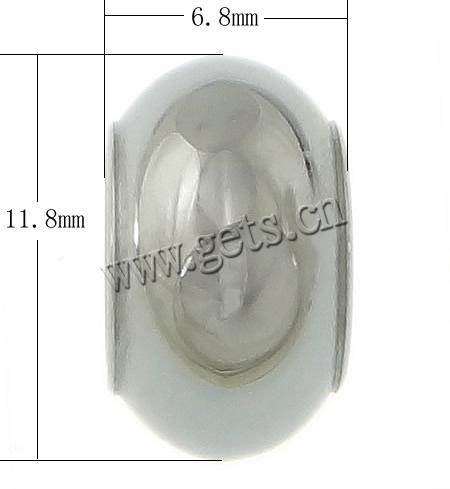 perles de grand trou en inox , acier inoxydable, rondelle, Placage, Personnalisé, plus de couleurs à choisir, 6.8x11.8mm, Trou:Environ 6.5mm, Vendu par PC