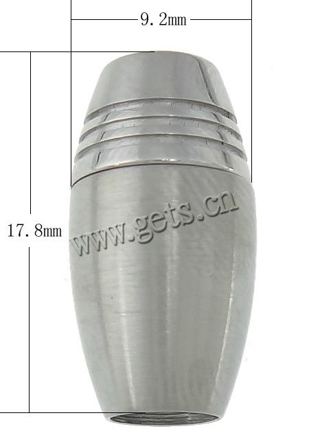 Cierre magnético redondo de acero inoxidable, Tubo, chapado, Modificado para requisitos particulares, más colores para la opción, 9.2x17.8mm, agujero:aproximado 5.2mm, Vendido por UD