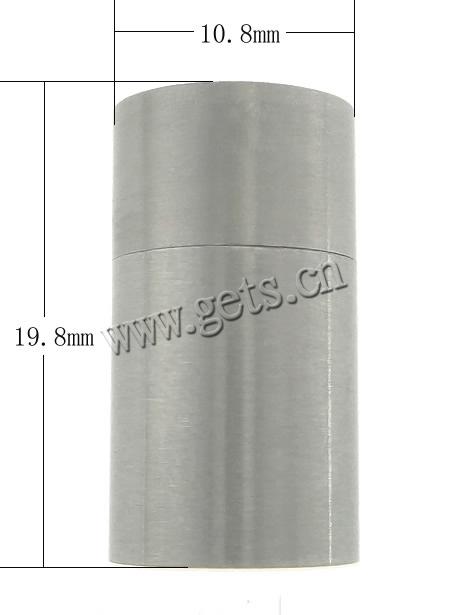 Fermeture magnétique en acier inoxydable rond, tube, Placage, Personnalisé, plus de couleurs à choisir, 10.8x19.8mm, Trou:Environ 9.2mm, Vendu par PC
