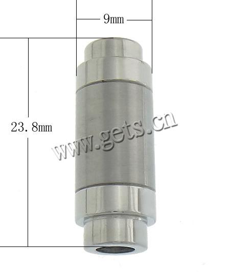 Runder Edelstahl Magnetverschluss, Rohr, plattiert, Kundenindividuell, keine, 9x23.8mm, Bohrung:ca. 4.2mm, verkauft von PC