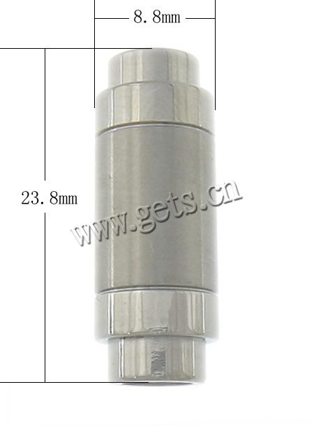 Runder Edelstahl Magnetverschluss, Rohr, plattiert, Kundenindividuell, keine, 8.8x23.8mm, Bohrung:ca. 5.2mm, verkauft von PC