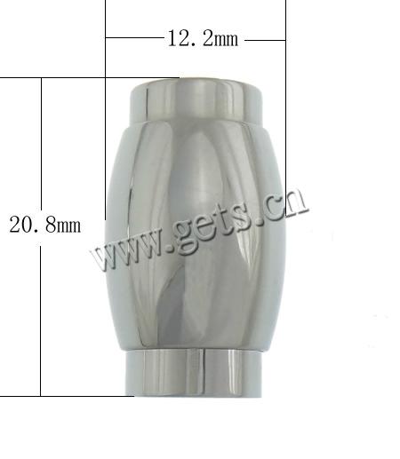 Runder Edelstahl Magnetverschluss, Rohr, plattiert, keine, 12.2x20.8mm, Bohrung:ca. 8.5mm, verkauft von PC