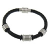 Cowhide Bracelets, with Stainless Steel, black, 6mm  Approx 8.5 Inch 
