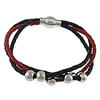 Cowhide Bracelets, with Stainless Steel, 3mm Approx 8 Inch 